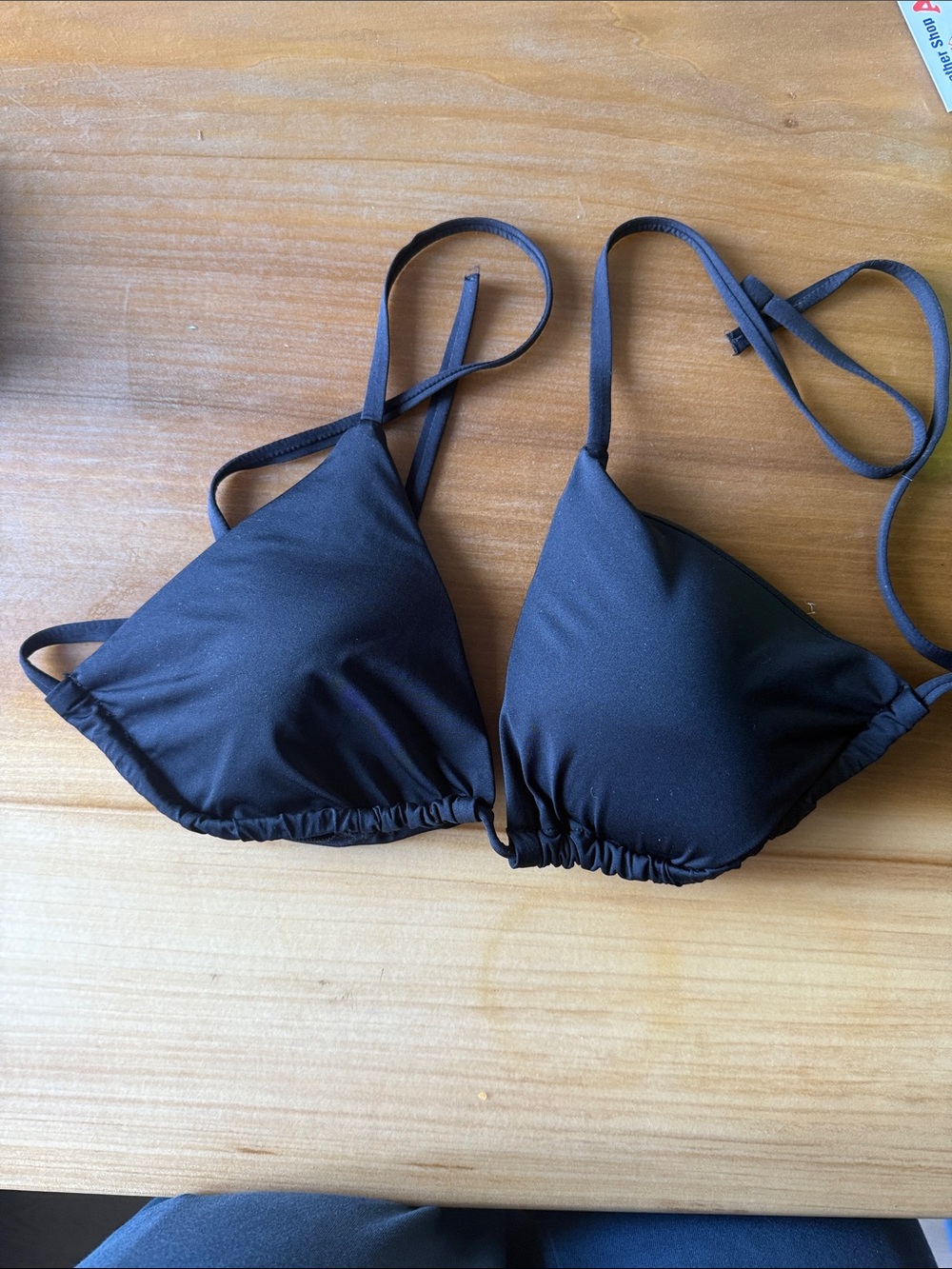 Women's Black Triangle Bikini Top - Classic Swimwear